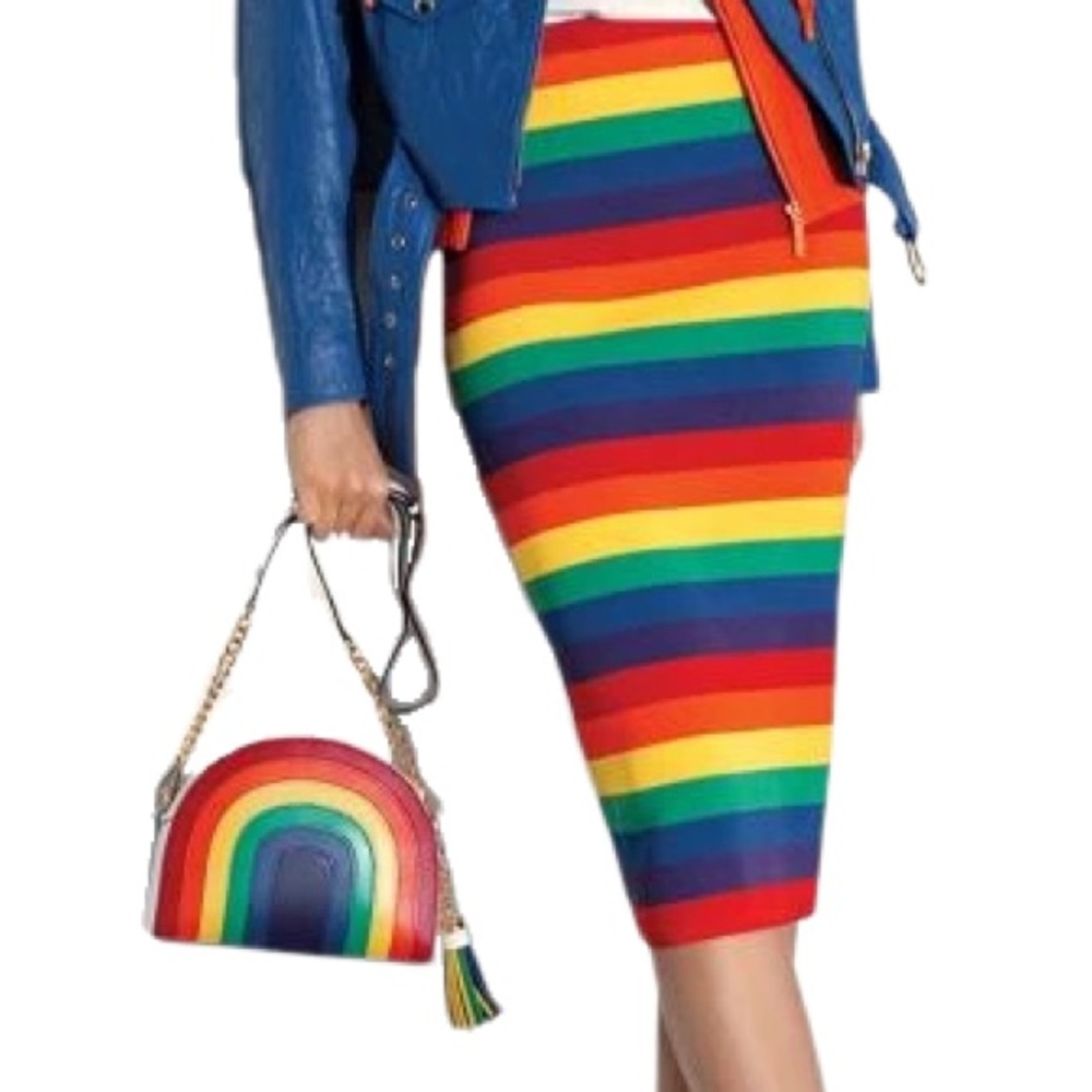 Michael Kors NWT Wrapped in Plastic Rainbow Half Moon Crossbody MSRP: $348.00 - Picture 12 of 14